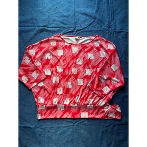 1970's Shirley of Atlanta Red Geometric Blouse